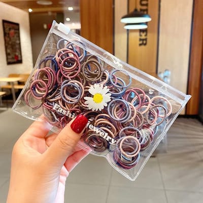Knaak Gekleurde Haarelastiekjes - 2 mm Dik - Elastiek - Haar Accessoires - 100 stuks - Karamel kleur