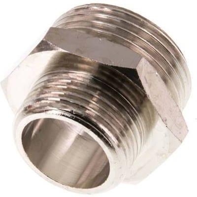 G 1'' x G 3/4'' Vernikkeld Messing Borstnippel 16 Bar [2 Stuks]