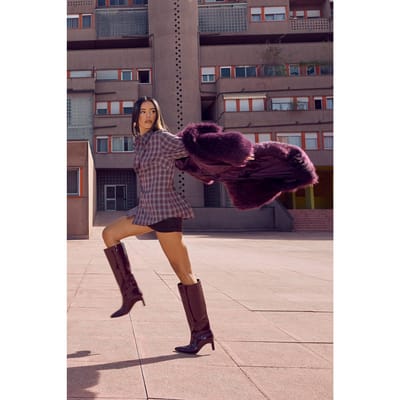 boohoo Dames Plus Check Wrap Shirt | Maroon | Maat: 20