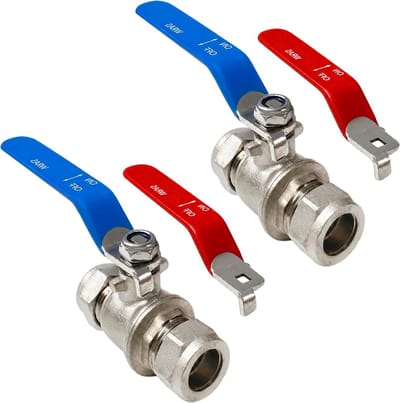 Kogelkraan - Isolatieklep Hefboom - Waterleiding Afsluiten - Volledige Boring - 15 mm - Chroom Blauw Rood