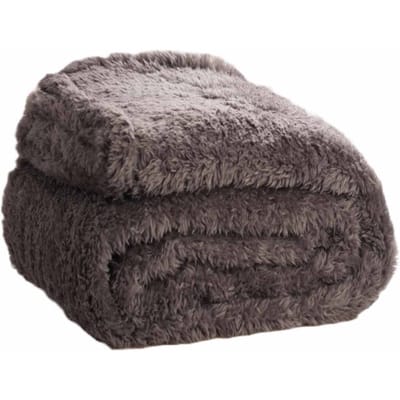 DoubleDry Teddy fleece deken ultrazacht 130x170 antraciet