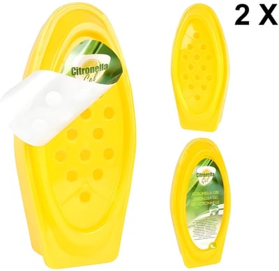 Citronella Gel - Tegen muggen| In staande houder -Citronella Luchtverfrisser -Anti-mug werking - Tent geur- Slaapkamer | Tuin Anti muggen geur| Gel luchtverfrisser- Gel Air Freshener | Lemon | 2X stuks