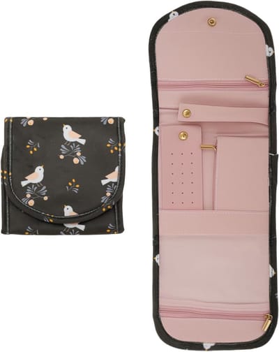 Reisjuwelenorganiser voor sieradenopslag - Perfect voor ringen, oorbellen, kettingen en horloges, compact en stijlvol in bruin fluweel
