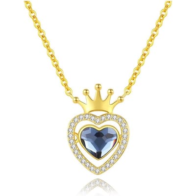 Nieuwe S925 Sterling Zilver Oostenrijkse Kristal Kroningsketting voor Liefde Dames Sleutelbeenketting Hanger 18 k Gold beige
