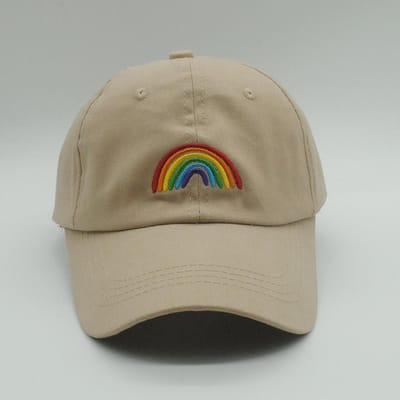 Verstelbare baseballpet met regenboogborduurwerk, geschikt voor buitenreizen en zonbescherming, geschikt voor zowel mannen als vrouwen (Khaki,Adjustable) kaki