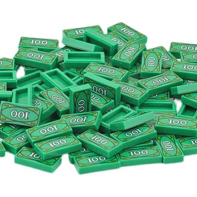 Dollar Bill City Or Argent Monnaies Brique Coffre au Trésor Pièces Jointes DIY Bloc de Construction MOC Fonctionne Avec Lego W11159WW-