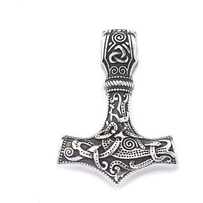 Vintage Klassieke Vikingen Thor Mjolnir Hamer Hanger Ketting Heren Roestvrij Staal Noorse Amulet Heidense Sieraden Cadeaus Dropshipping gray