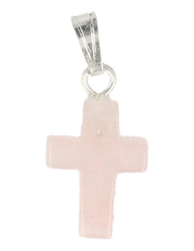 Roze kwarts kruis hanger 14 mm