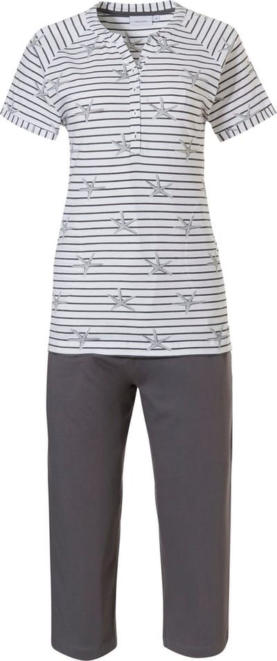 Pastunette - Shells - Dames Pyjamaset - Wit/Grijs - Maat 38