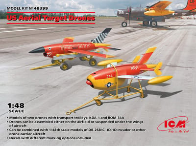 ICM Modelbouwpakket Militaire voertuigen - 48399 US Aerial Target Drones - Ryan Firebee Plastic - 1:48 - Modelbouw