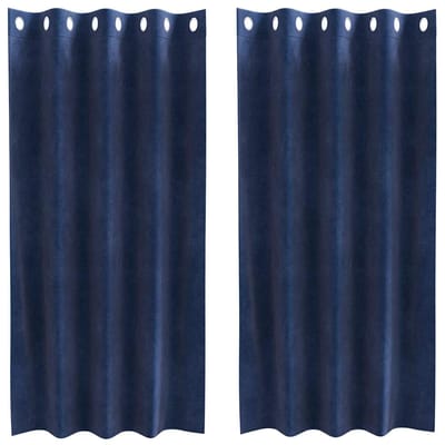 vidaXL - Blackout - Gordijnen - met - Oogjes - 2 - stuks - Donkerblauwe - Velours