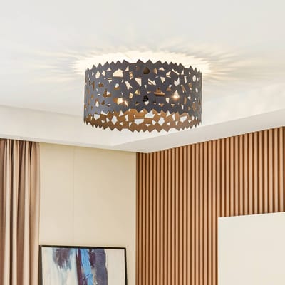 Lucande - plafondlamp - 3lichts - IJzer - H: 21.6 cm - E27 - zwart