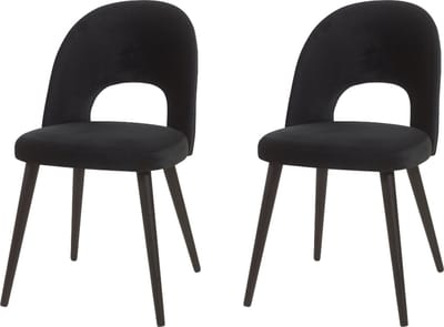WAYS. – Matstoffen eetkamerstoelen – Zwart – Elegant design - Houten poten – 2 stuks