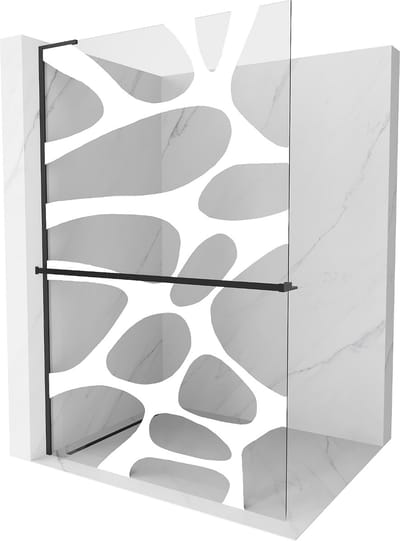 Mexen Kioto+ L douchewand met plank Walk-in 70 x 200 , witte golf, zwart - 800-070-123-70-97