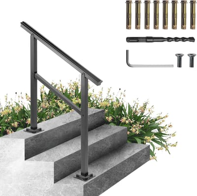 VEVOR Smeedijzeren Leuning 75 kg Armsteun Antislip Handgreep Stappen Zwart 3 ft Trap Leuning Windtrap Leuning Smeedijzeren Leuning Het is zeer geschikt voor gebruik in woongebouwen/tuinen en hotels
