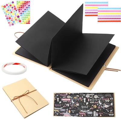 DIY Fotoalbum 21 x 15 cm - 34 Pagina's Scrapbook met Fotohoeken en Stickers voor Herinneringen en Afbeeldingen