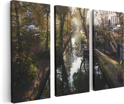 Artaza Canvas Schilderij Drieluik Nieuwe Gracht In Utrecht - 120x80 - Foto Op Canvas - Canvas Print