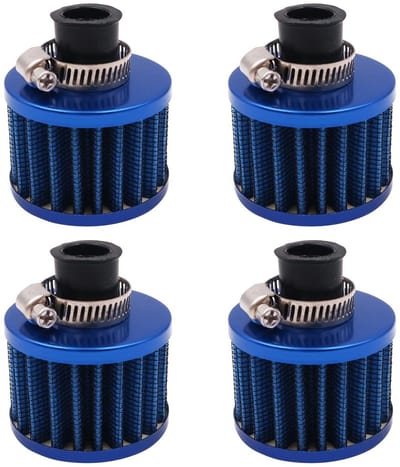 Dailygoody - Koude luchtinlaatfilter - Universele filterset - Blauw - Auto-inlaatluchtfilter - Geschikt voor diverse voertuigen - 12 mm