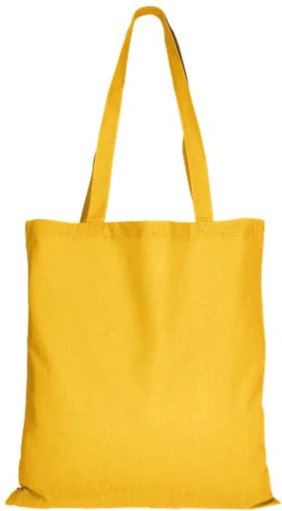 Katoenen boodschappentassen set van 10 stuks met lange handvatten - Oeko-TEX 100-gecertificeerd, 38 x 42 cm, zonnebloemengeel