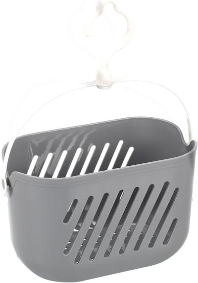Kunststof douchemand met haken, opbergmand met 2 etages voor badkamer en keuken, multifunctionele organizer voor efficiënt ruimtegebruik en gemak