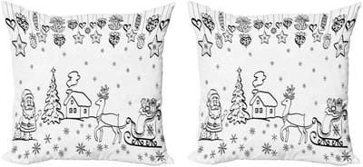 ABAKUHAUS – Kussenhoes 2x50x50 cm – Dubbelzijdig bedrukt, Rits, Zwart/Wit
