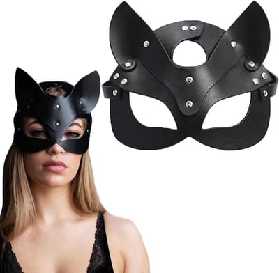 Sexy Catwoman Half Face Mask voor Vrouwen, Leer Masker voor Cosplay, Halloween en Feestjes