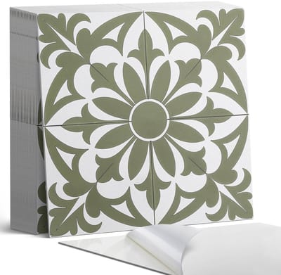 Coloray Plaktegels - Bloemenpatroon met bladeren Zelfklevende Tegels - 20 cm x 20 cm - Groente Plaktegels - 20 stuks - Vierkant PVC Tegels - Plaktegels Badkamer - Plaktegels Vloer - Vinyltegels Vloer Zelfklevend - Wandtegel Zelfklevend