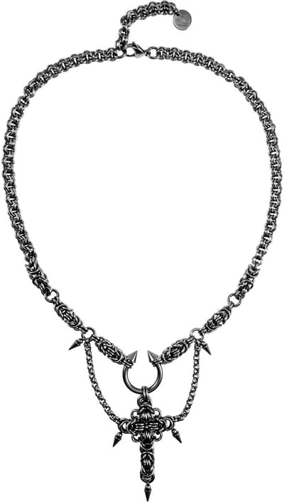 Punk Ketting met Kruishanger, Gepolijst RVS, Unisex, Exclusief Ontwerp van esde2 - Verstelbaar 50 - 55cm