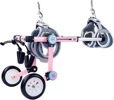 Hondenrolstoel - Hondenbuggy Revalidatie - Hond Laten Lopen - Verstelbare Ondersteuning - X-Small - Roze