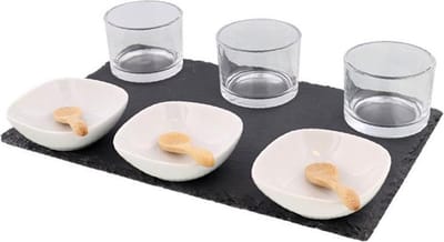 Amuse Set JASKO - Serveerset - Zwart / Wit - Glas / Aardewerk - 10 Delig