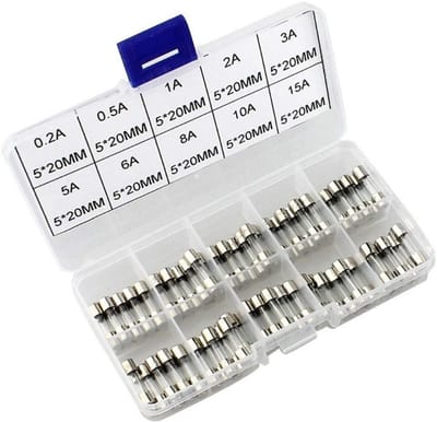 Set van 100 stuks glaszekeringen - Snelle Glaszekering Assortiment - Auto-elektronica - Assortiment box - LOUZIR