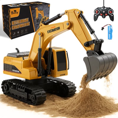 Boncy® RC Graafmachine Speelgoed - Bestuurbare Graafmachine voor Kinderen & Zandbak - Vrachtwagen Voertuigen Afstandbestuurbaar - Tractor Buitenspeelgoed - Bestuurbaar Kraan Jongens Meisje - Afstandsbestuurbaar Elektrisch Robot Auto Afstandsbediening