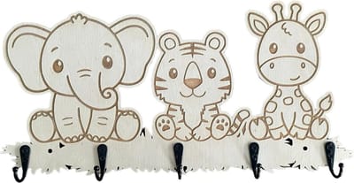 Kinderkapstok - Kapstok kinderen - Kinderkamer haakjes - Babykamer - Kinderkamer accessoires - Hout - 5 haken - Met bevestigingsmateriaal - Sinterklaas cadeautjes - Kerstcadeau - Sinterklaas cadeautjes kind - Sinterklaas voor grote kinderen