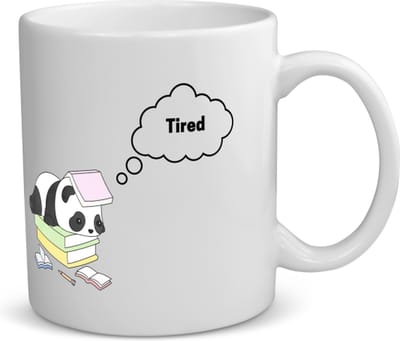 Akyol - tired panda koffiemok - theemok - Panda - panda liefhebbers - panda die ligt op een stapel boeken - verjaardag - dieren liefhebbers - cadeau - kado - geschenk - verjaardagscadeau - 350 ML inhoud