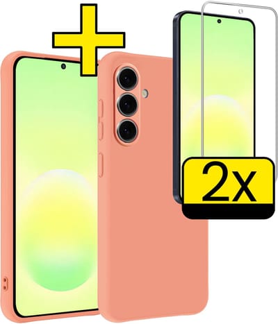 Hoesje - Met 2x Screenprotector - Geschikt voor Samsung Galaxy A57 - Sterk & Shockproof - Back Cover - Siliconen Case - Telefoon Hoes - Telefoonhoesjes - Perzik