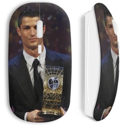 Souris sans fil - MANIACASE - Cristiano Ronaldo - Compatible Mac et PC - Clé USB incluse - Couleur blanche