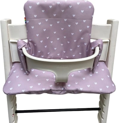 Gecoate kussenset voor de Tripp Trapp kinderstoel van Stokke - Hartjes roze - eenvoudig schoon te vegen - comfortabel - duurzaam