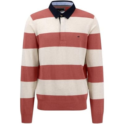 Fynch-Hatton Trui Rugby Knit Stripes Cotton Orient Red / male