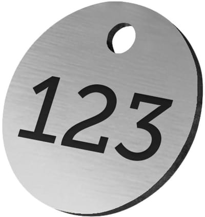 CombiCraft ronde sleutellabels of nummerplaatjes van acrylaat zilverkleurig 25 mm met gat - 1 t/m 50