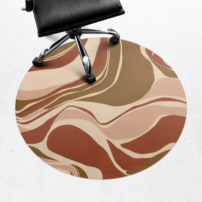 Wallfluent - Vloerbeschermer Abstracte Golven - 100 cm - Beige Bureau Stoel Mat - Rond - Vloerbeschermer Groot-Stoel Mat-Werkplekdecoraties - Boho-patroon