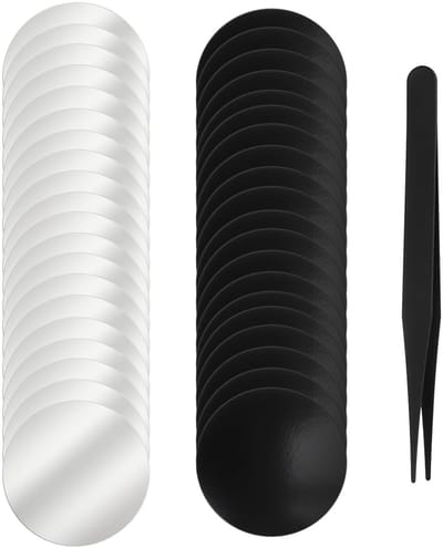 Dailygoods - 40 stuks metalen plaatjes, zelfklevende set, metalen plaat, mobiele telefoon, rond, zwart en zilver, metalen plaat voor magneten, zelfklevend, dunne metalen schijven voor magneet, mobiele