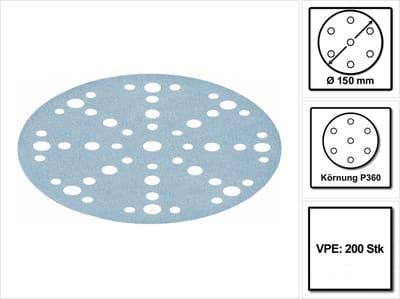 Festool STF D150/48 Slijpschijven granaat P360 150 mm 100 st. ( 1x 575171 ) voor RO 150, ES 150, ETS 150, ETS EC 150, LEX 150, WTS 150, HSK-D 150