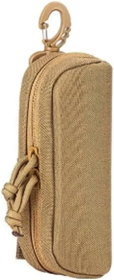 Draagbare zonnebril- en brillenkoker van nylon met clip, beschermende tas voor outdoor gebruik, unisex, khaki, één maat