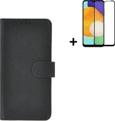Hoesje Geschikt voor Samsung Galaxy A13 5G - Bookcase - Screenprotector A13 5G - Samsung A13 5G Hoes Wallet Book Case Zwart + Full Screenprotector
