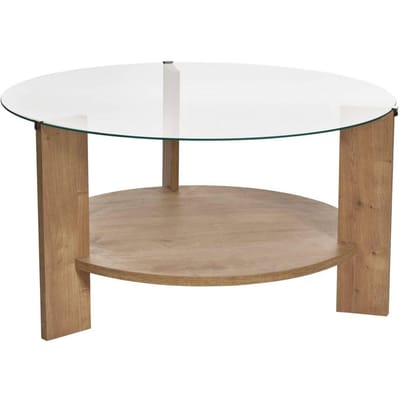 Asir - Salontafel - Saffier Eikenhout & Transparant - 75 x 75 x 40 cm
