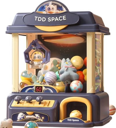 Elektrische Grijp Machine voor Kinderen met Geluid - Donker Blauw - Ruimte en Astronauten Thema - Munten Inzetten - Oplaadbaar met USB - Inclusief Prijzen