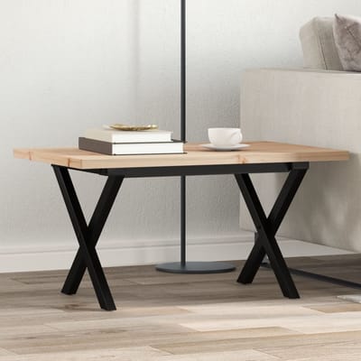 vidaXL - Salontafel - X-frame - 80x50x40,5 - cm - grenenhout - en - staal