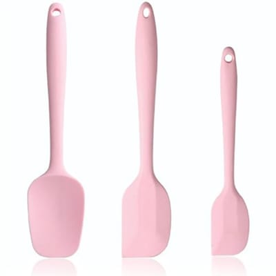 Set van 3 siliconen spatels - Roze - Hittebestendig en flexibel keukengereedschap