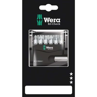 Wera Bit-Check 12 Metal 1 SB 05136393001 Bitset 12-delig 1/4 (6,3 mm) Incl. bithouder