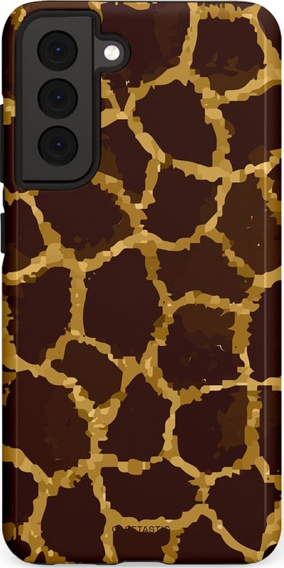 Casetastic hoesje geschikt voor Samsung Galaxy S21 FE 5G - Dubbellaagse bescherming - Afrikaanse Giraffenprint - Fashion Case - Zwart Bruin Goud Olijfgroen